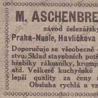 Inzerát Nuselský obzor 01.06.1913 Aschenbrenner Nusle 201 Inzerát Nuselský obzor 01.06.1913 Aschenbrenner Nusle 201