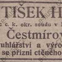 Inzerát Nuselský obzor 01.06.1913 Hájek Nusle 555