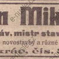 Inzerát Nuselský obzor 01.06.1913 Mika Nusle Pankrác 341