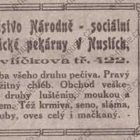 Inzerát Nuselský obzor 01.06.1913 Družstvo dělnické pekárny Nusle 1418 (dříve Vršovice 422) Inzerát Nuselský obzor 01.06.1913 Družstvo dělnické pekárny Nusle 1418 (dříve Vršovice 422)